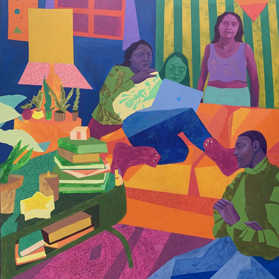 Four Is A Crowd, 2021, Acrylic on Canvas, 48” x 48”