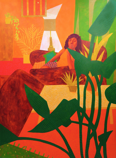 Fuzzy Living Room, 2020, Acrylic on Canvas, 60” x 84”