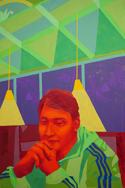 QUIET ANGRY, 2020, Acrylic on Canvas, 24” x 36”